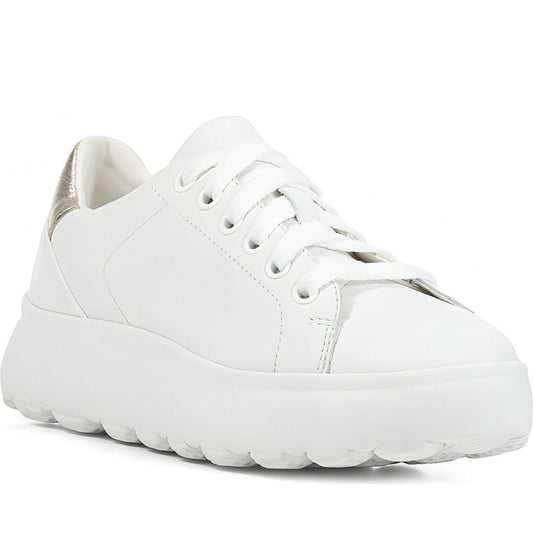 Geox womens white, gold spherica sport shoes | Vilbury London