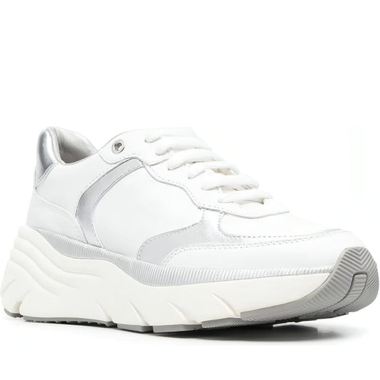 Geox womens white, silver diamanta sport shoes | Vilbury London