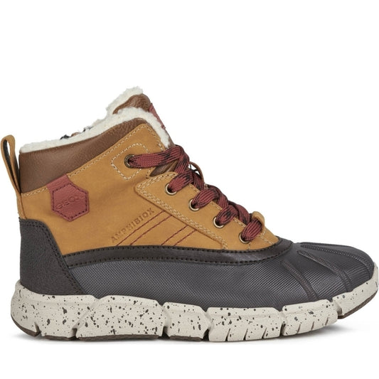 Geox boys Lt Brown Dk Red flexyper abx booties | Vilbury London