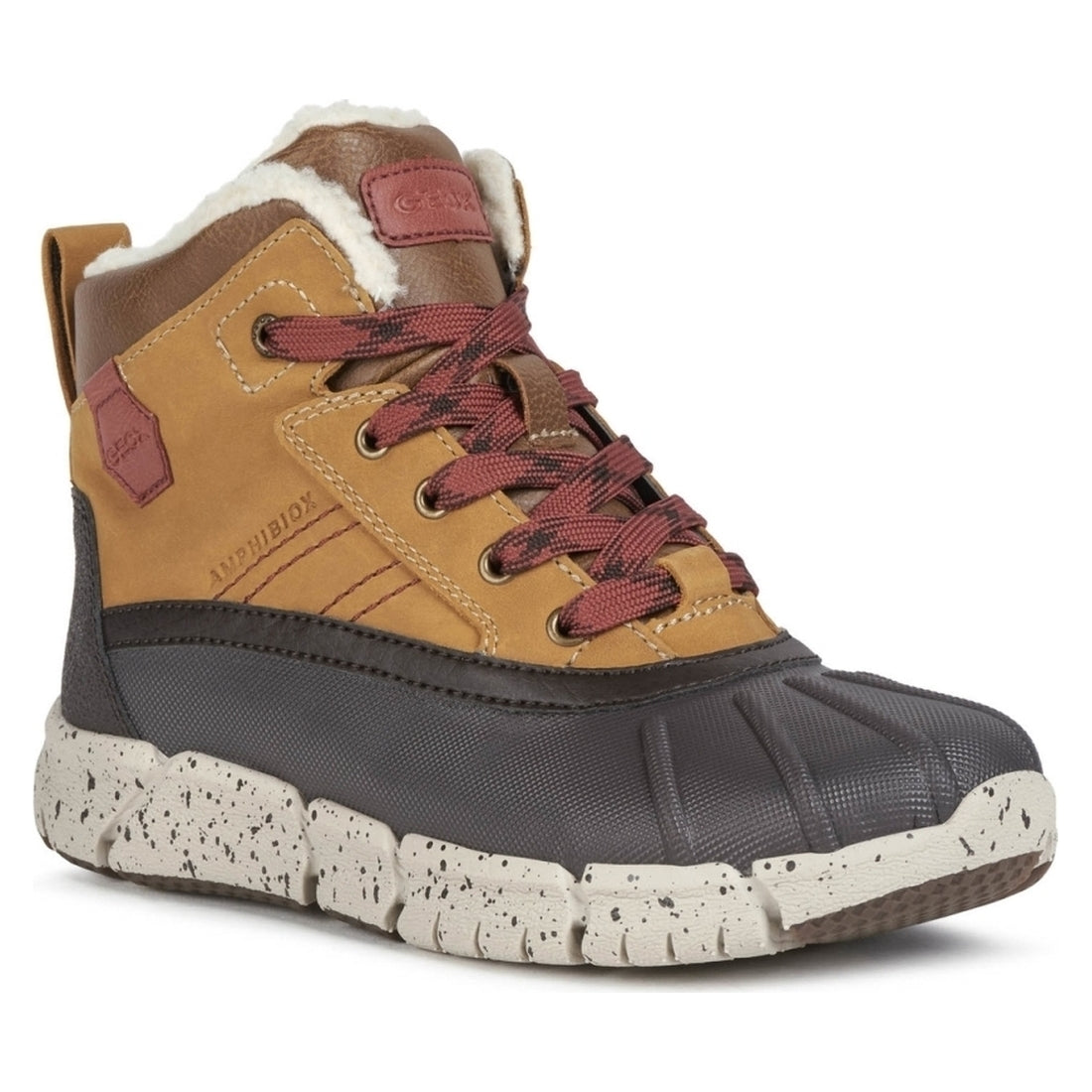 Geox boys Lt Brown Dk Red flexyper abx booties | Vilbury London