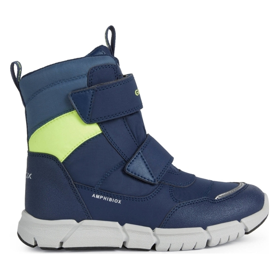 Geox boys Navy Fluo Yellow flexyper abx booties | Vilbury London