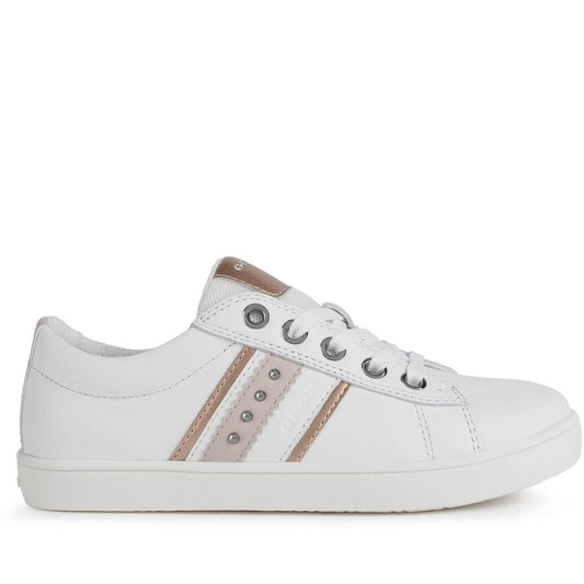 Geox Girls White Lt Rose kathe shoes | Vilbury London