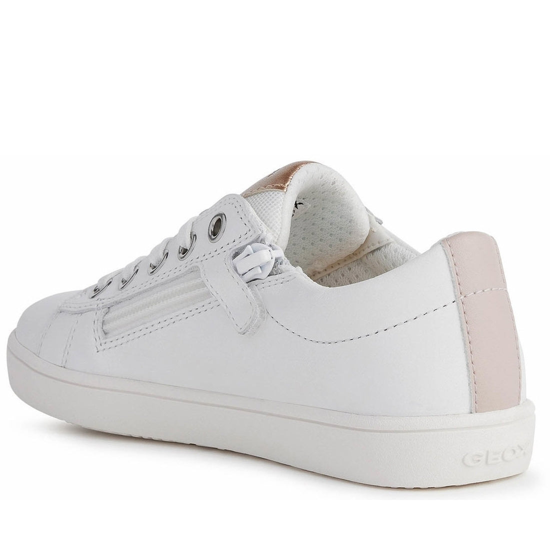 Geox Girls White Lt Rose kathe shoes | Vilbury London