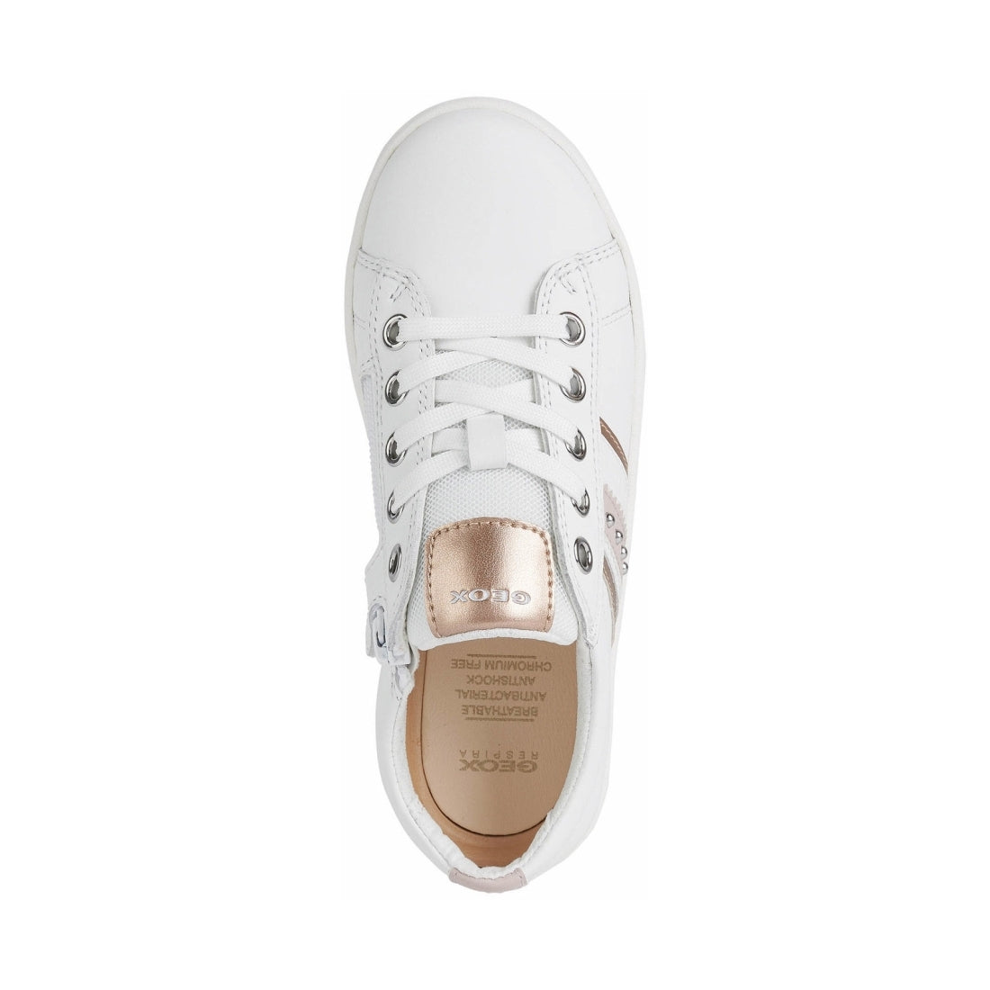 Geox Girls White Lt Rose kathe shoes | Vilbury London