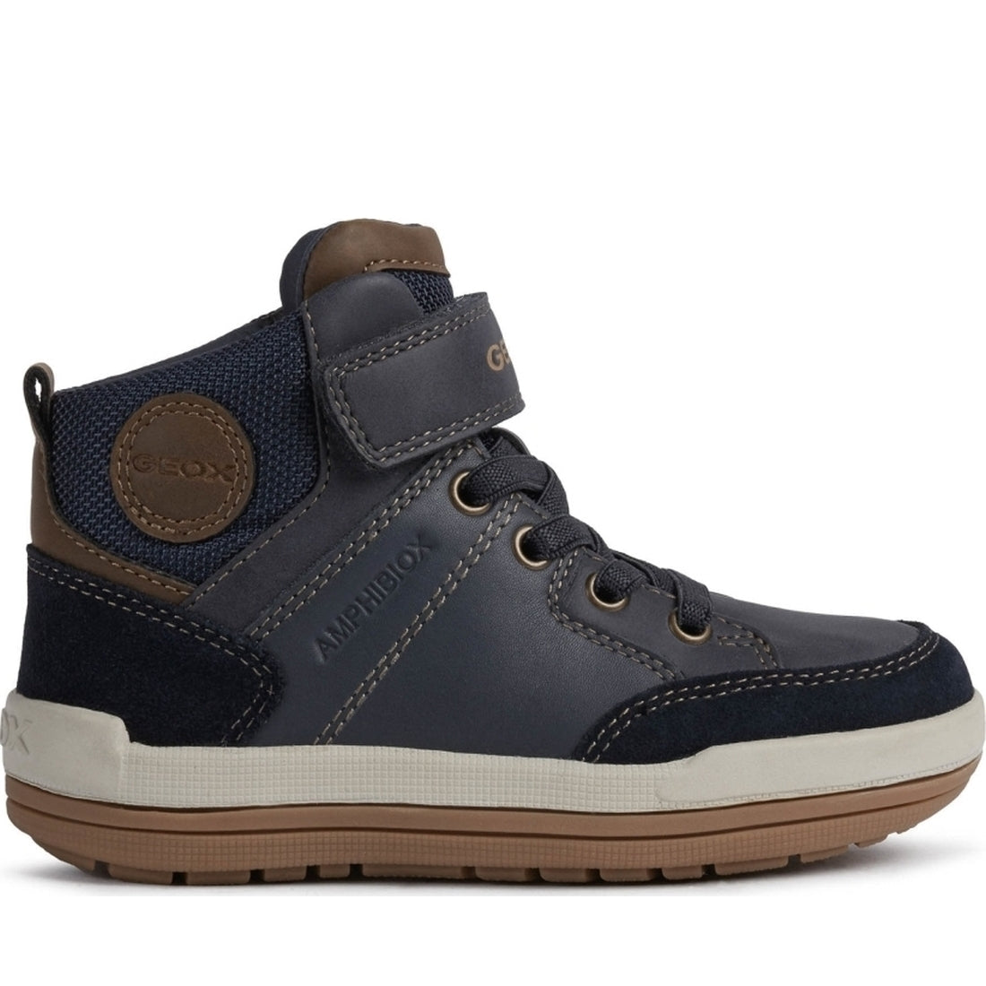 Geox boys Navy Lt Brown charz abx booties | Vilbury London