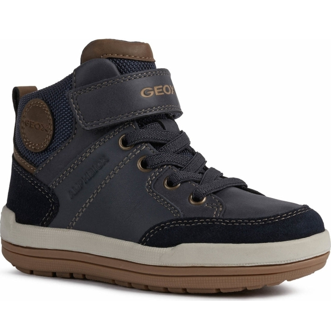 Geox boys Navy Lt Brown charz abx booties | Vilbury London