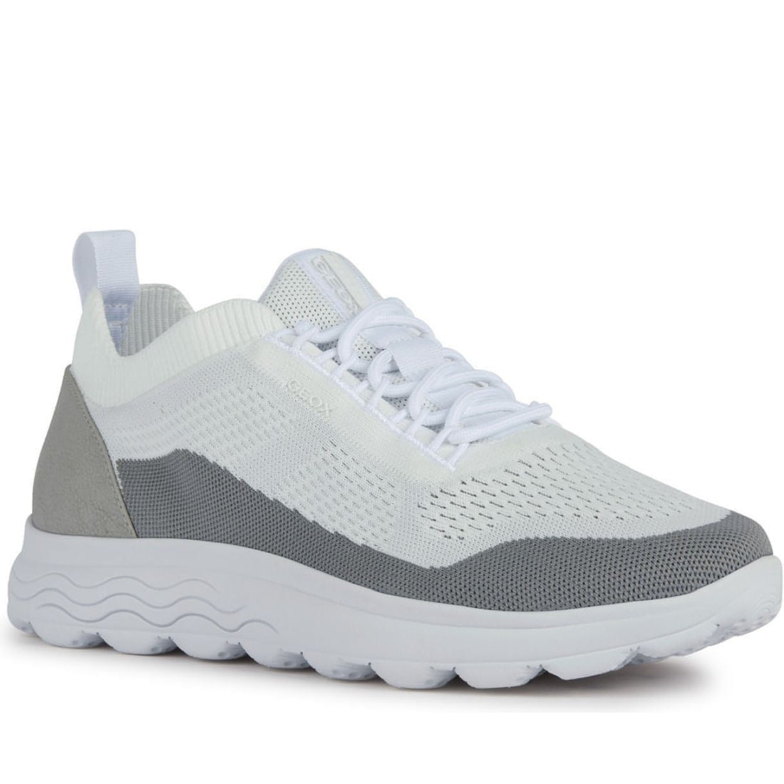 Geox mens white, grey spherica sport shoes | Vilbury London