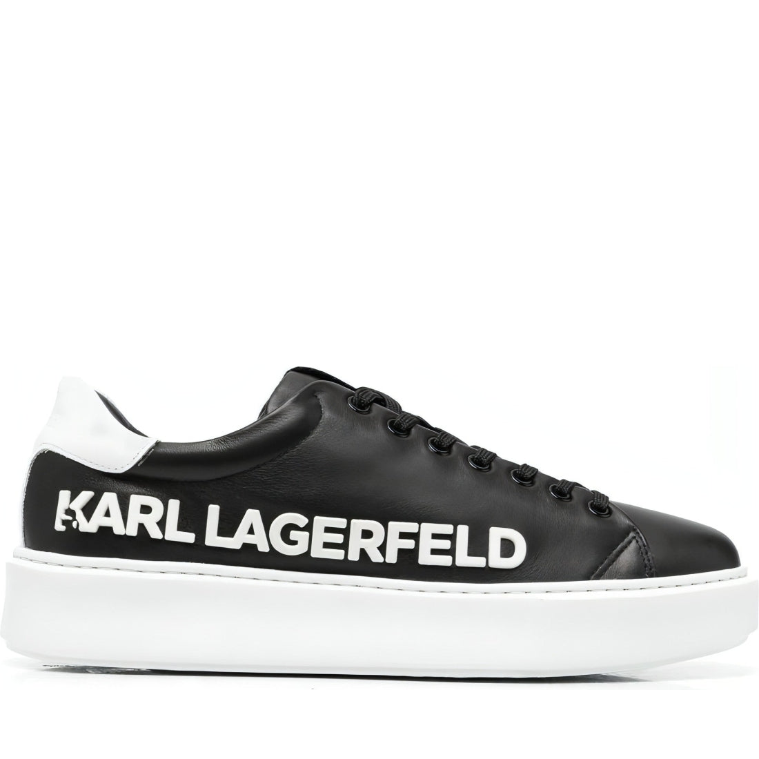 KARL LAGERFELD mens black, white lthr maxi kup karl sneakers | Vilbury London