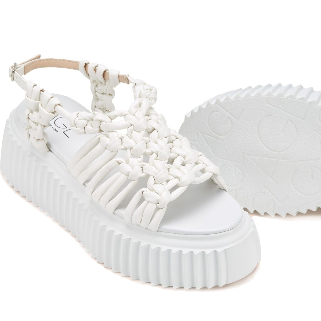 AGL womens white white alice flatform sandals | Vilbury London