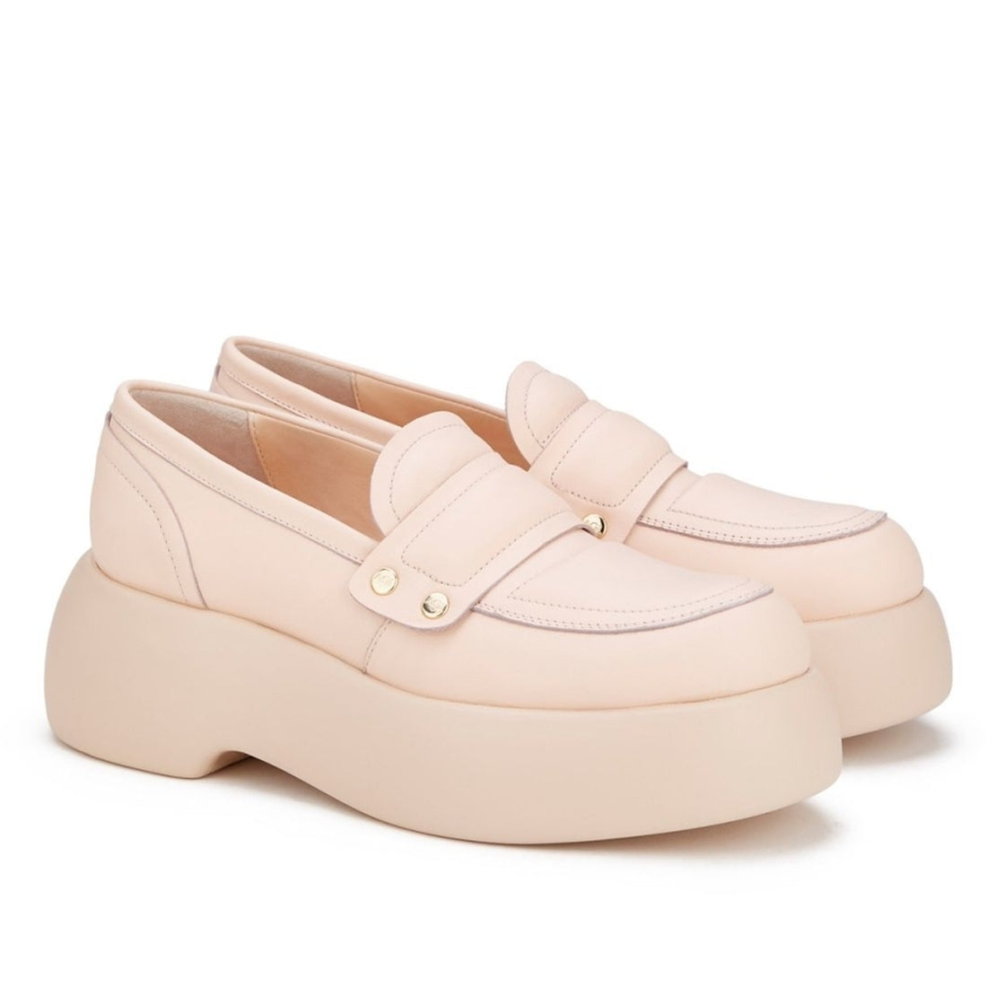 AGL Womens Nude puffy moc shoes | Vilbury London