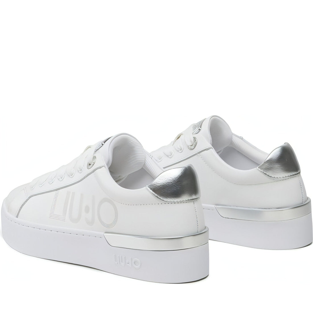 Liu Jo womens metalli white, silver silvia 65 trainers | Vilbury London