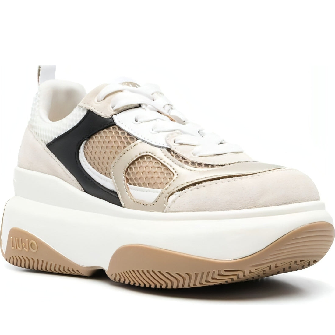 Liu Jo womens sand, gold, white june 14 trainers | Vilbury London