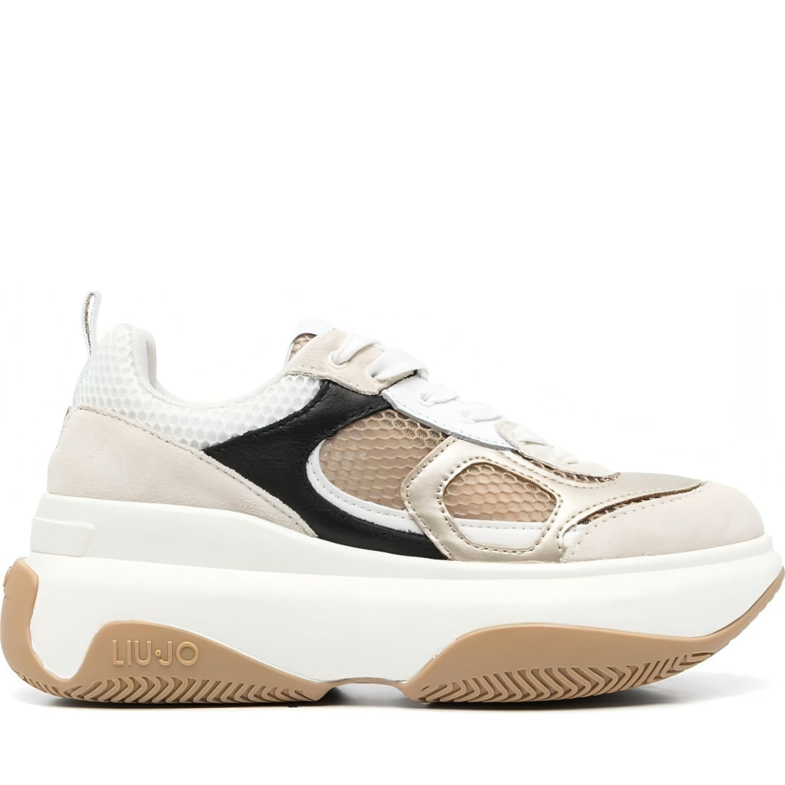 Liu Jo womens sand, gold, white june 14 trainers | Vilbury London