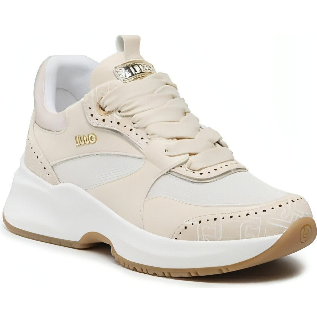 Liu Jo womens saff milk, gold lily 17 trainers | Vilbury London