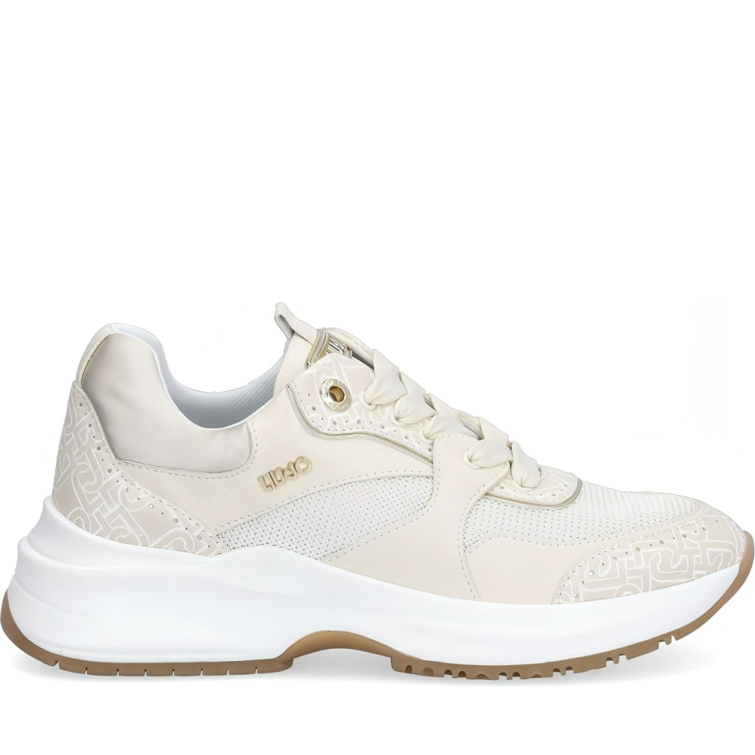 Liu Jo womens saff milk, gold lily 17 trainers | Vilbury London