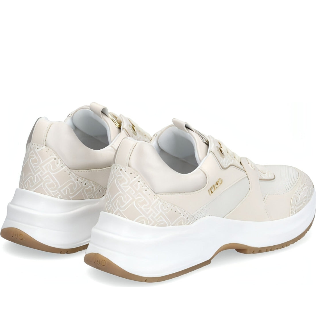 Liu Jo womens saff milk, gold lily 17 trainers | Vilbury London