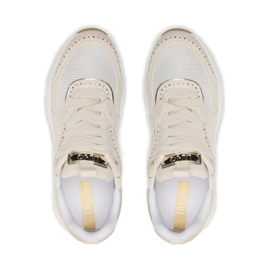 Liu Jo womens saff milk, gold lily 17 trainers | Vilbury London