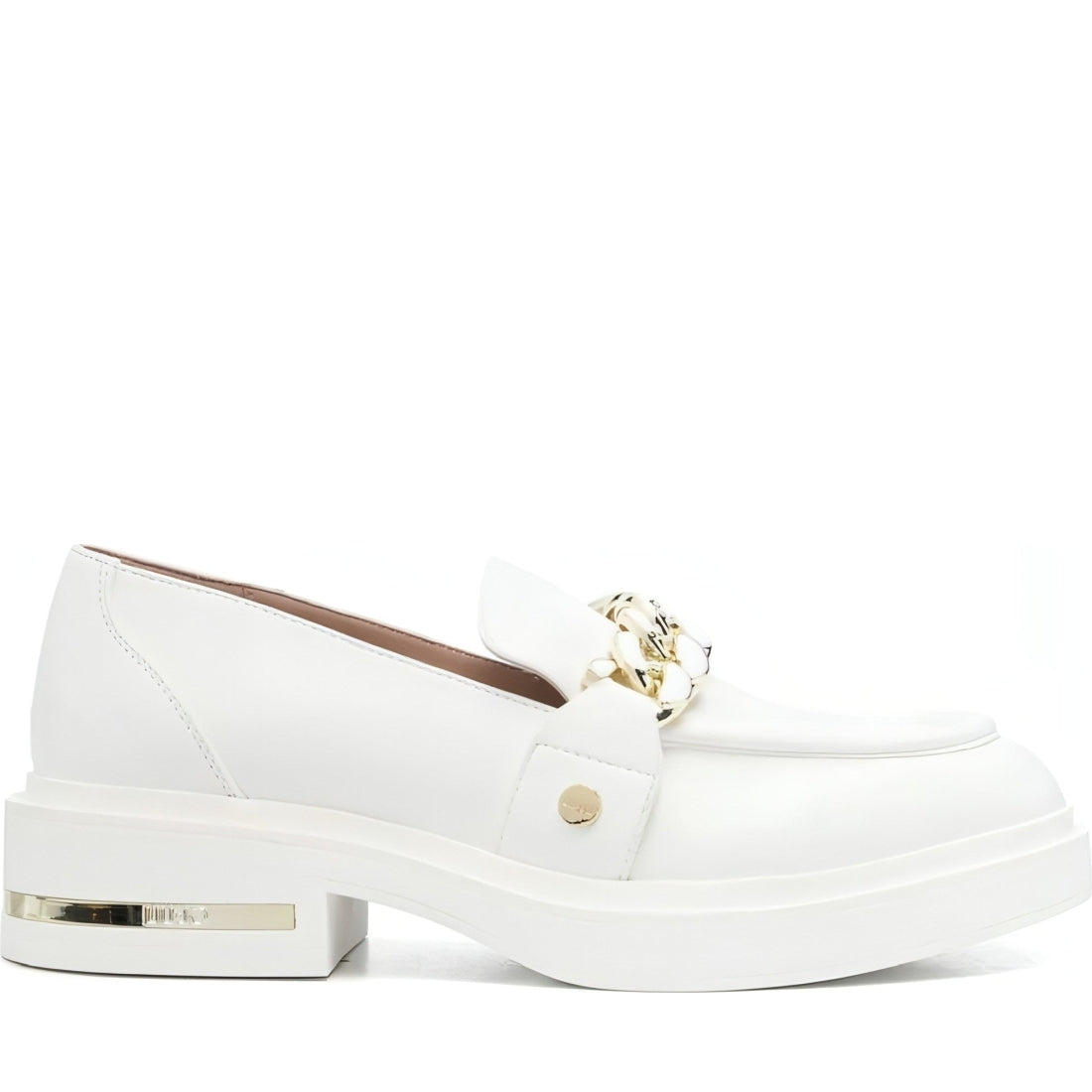 Liu Jo womens white gabrielle 13 loafers | Vilbury London