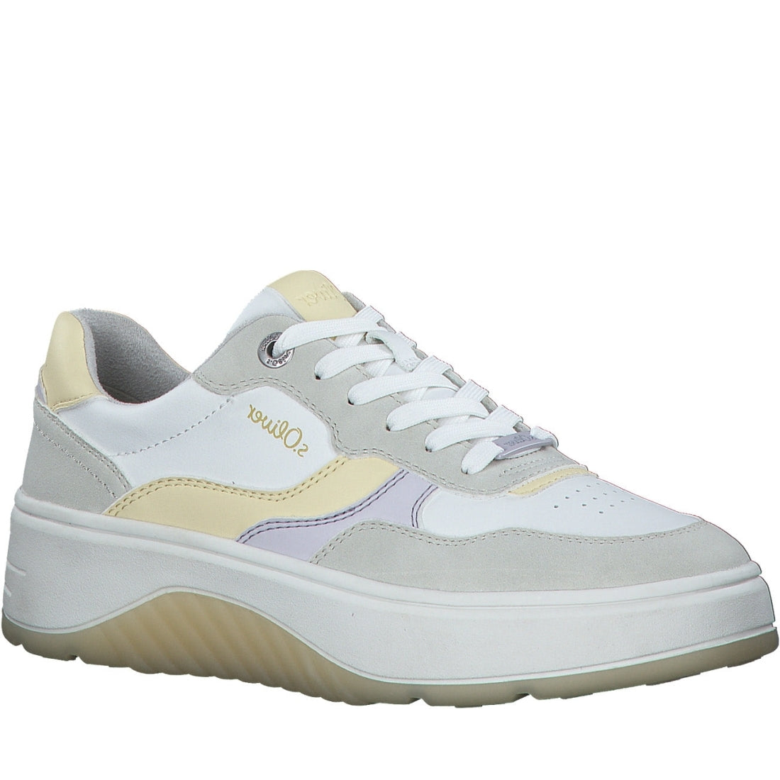 s.Oliver womens white casual closed sport shoe | Vilbury London