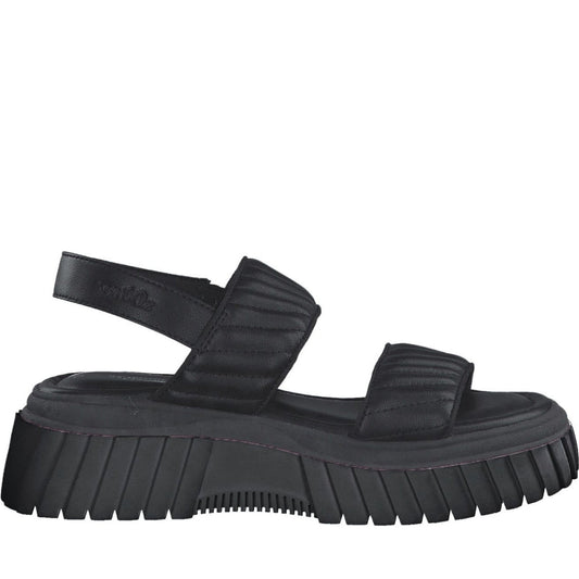 s.Oliver womens black casual open sandals | Vilbury London