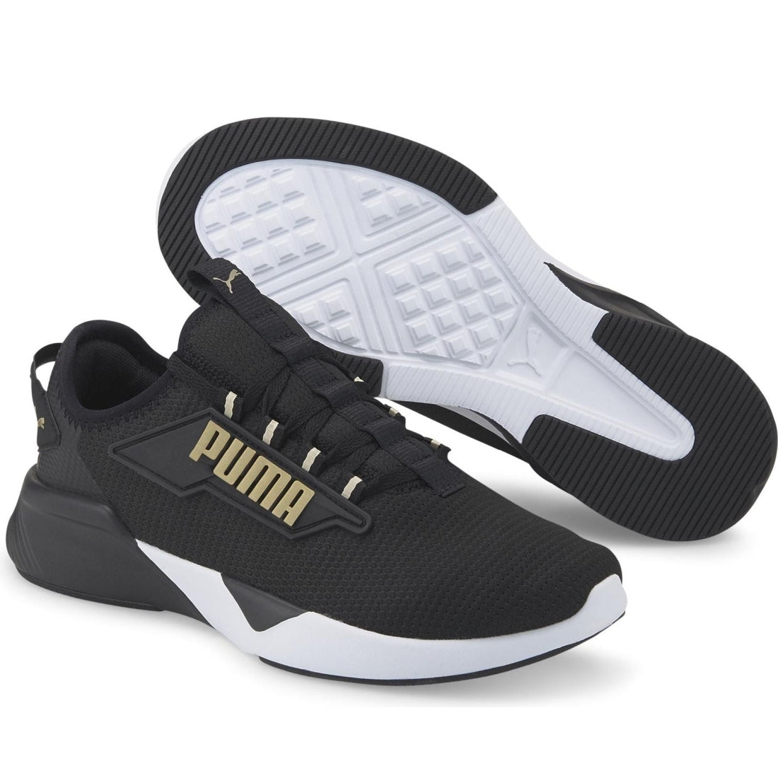 Puma womens black gold retaliate 2 sport shoe | Vilbury London