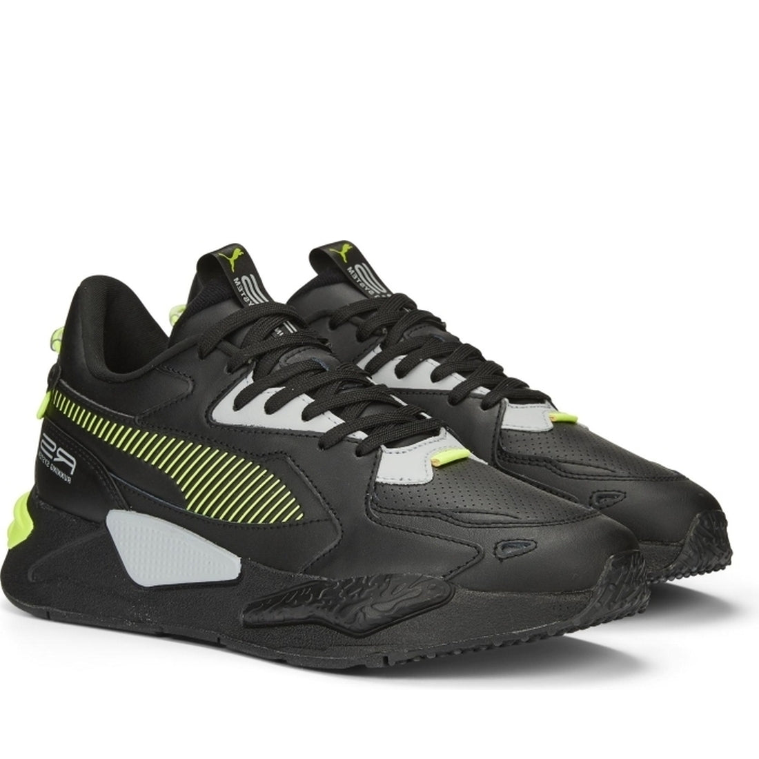 Puma mens Black Lime Squeeze rs-z lth trainers | Vilbury London