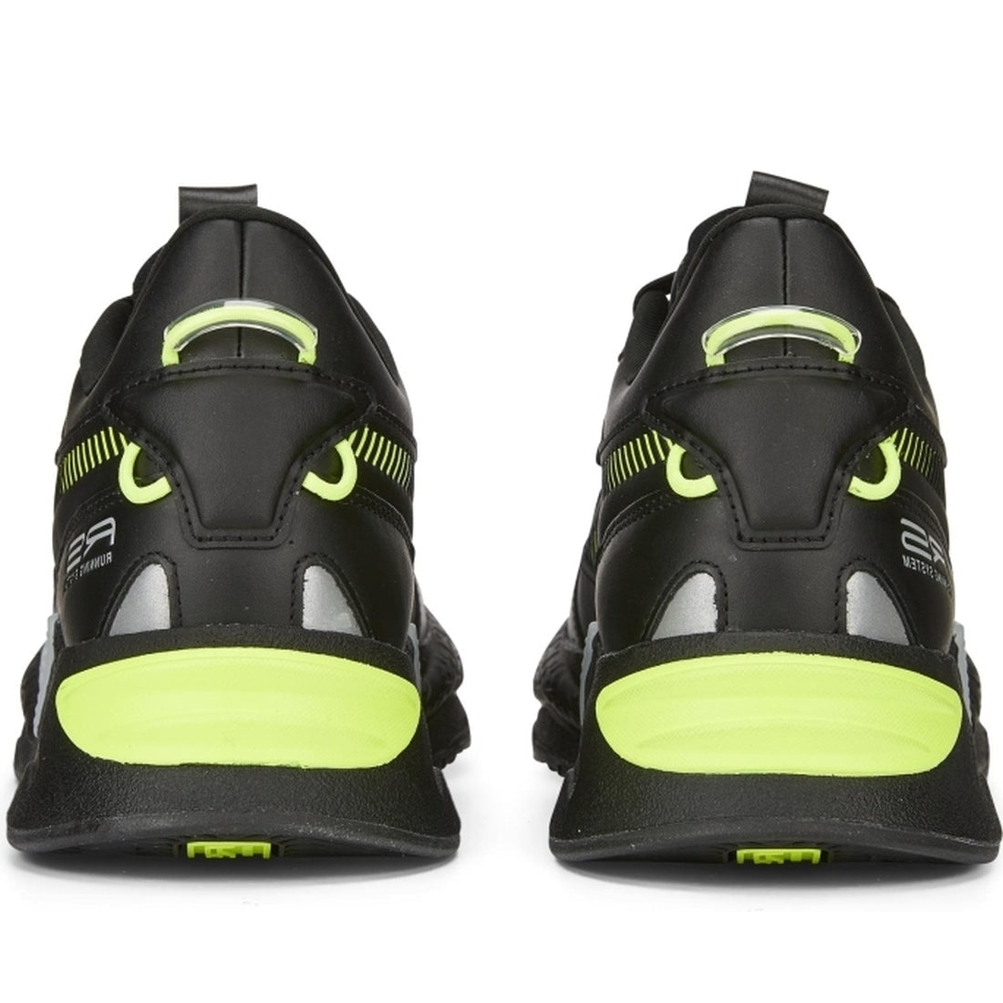 Puma mens Black Lime Squeeze rs-z lth trainers | Vilbury London