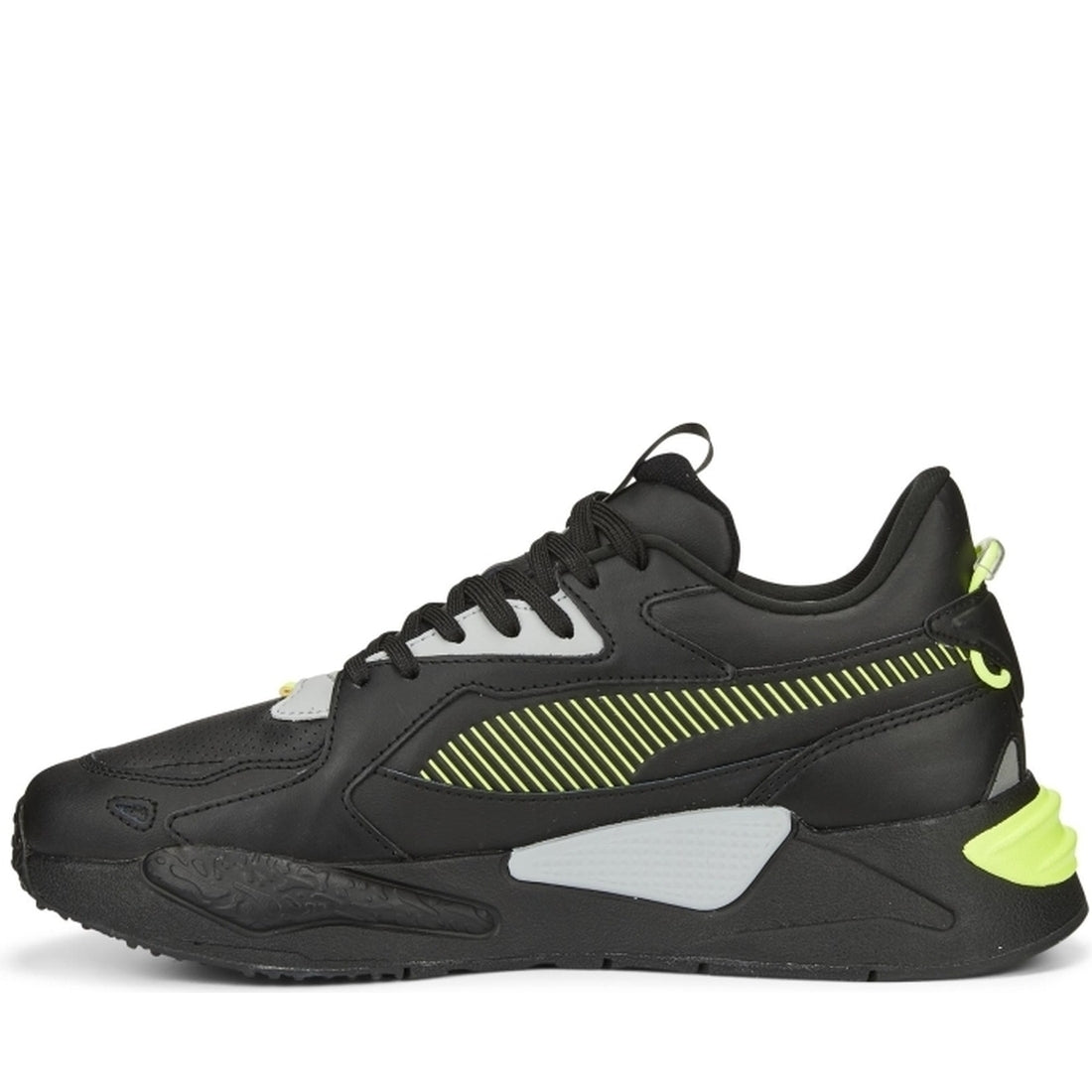 Puma mens Black Lime Squeeze rs-z lth trainers | Vilbury London