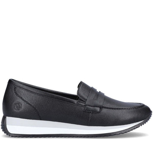 Remonte womens black casual closed loafers | Vilbury London