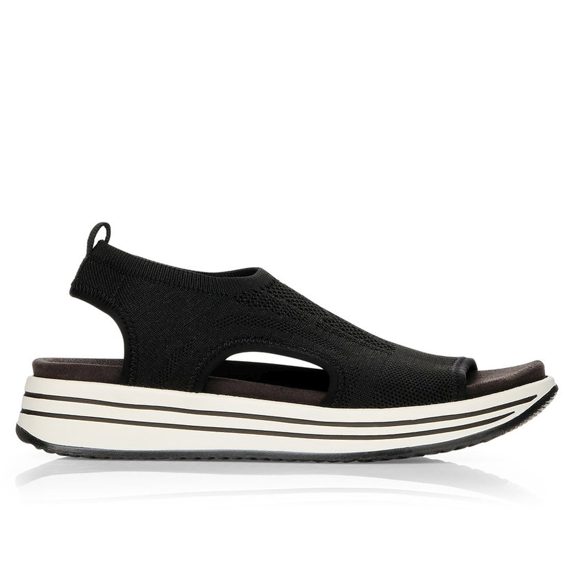 Remonte Womens black casual open sandals | Vilbury London