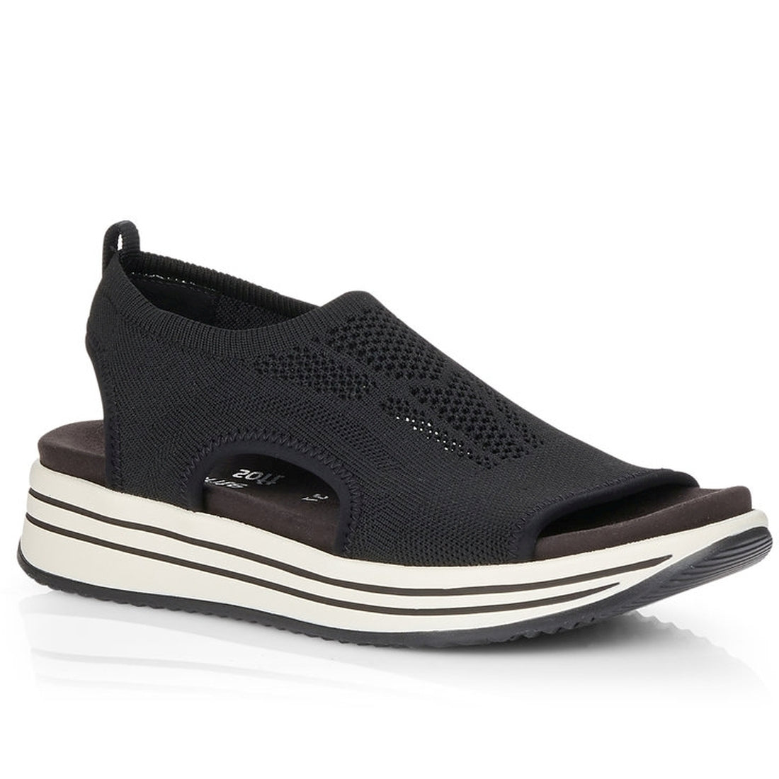 Remonte Womens black casual open sandals | Vilbury London