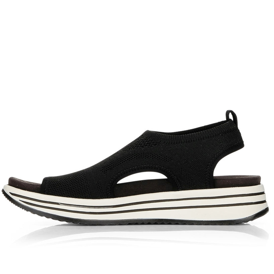 Remonte Womens black casual open sandals | Vilbury London