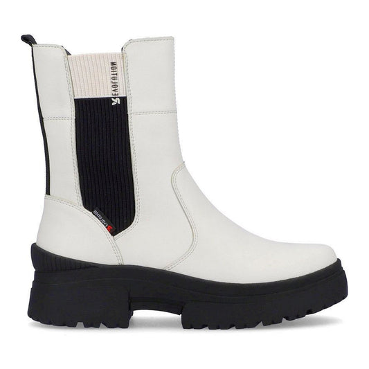 R-Evolution womens white casual closed booties | Vilbury London