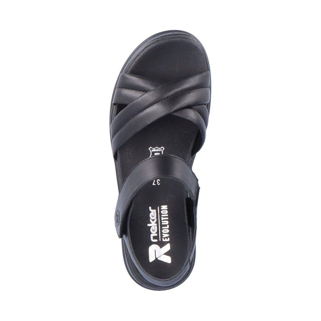 Rieker womens black casual open sandals | Vilbury London