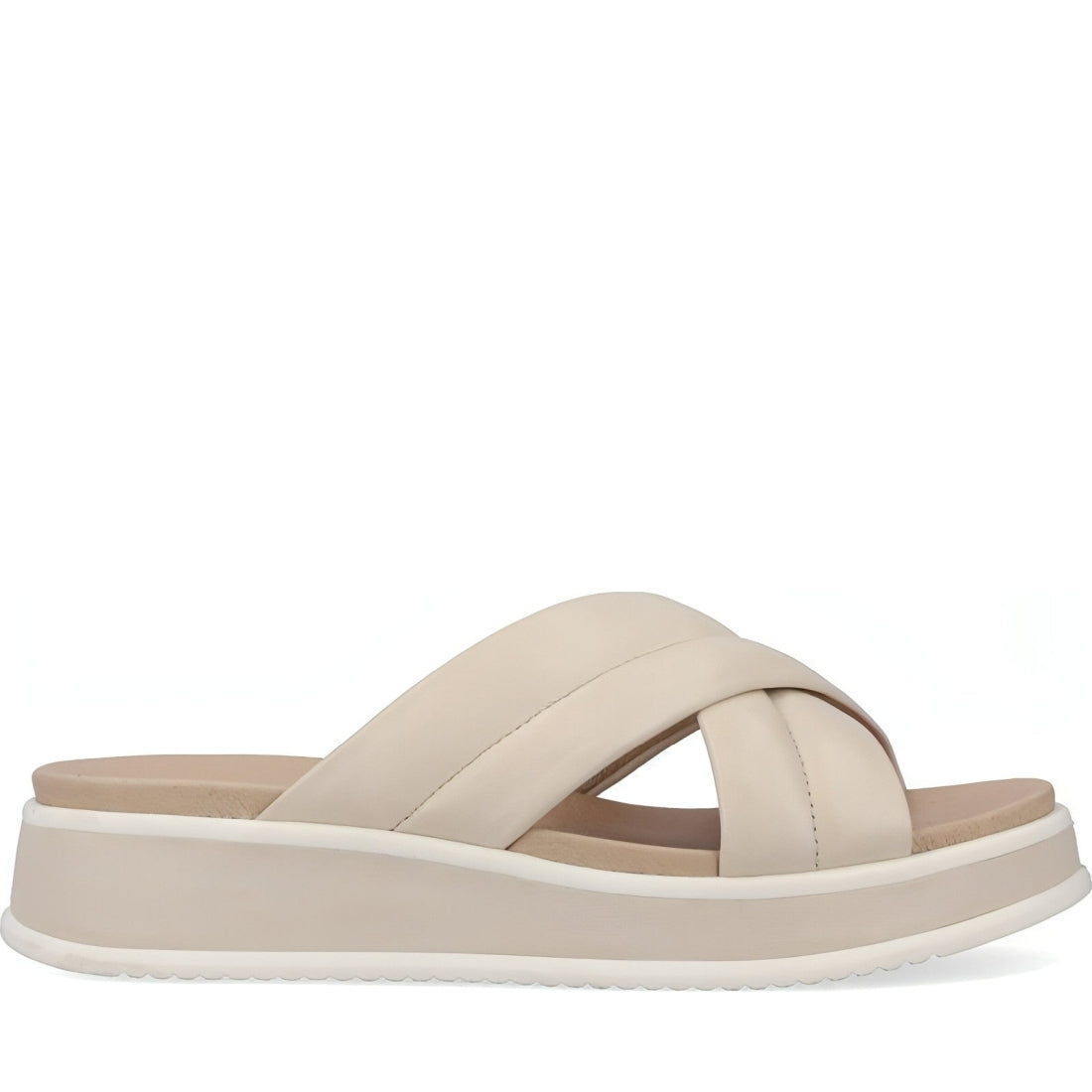 Rieker womens beige casual open slippers | Vilbury London