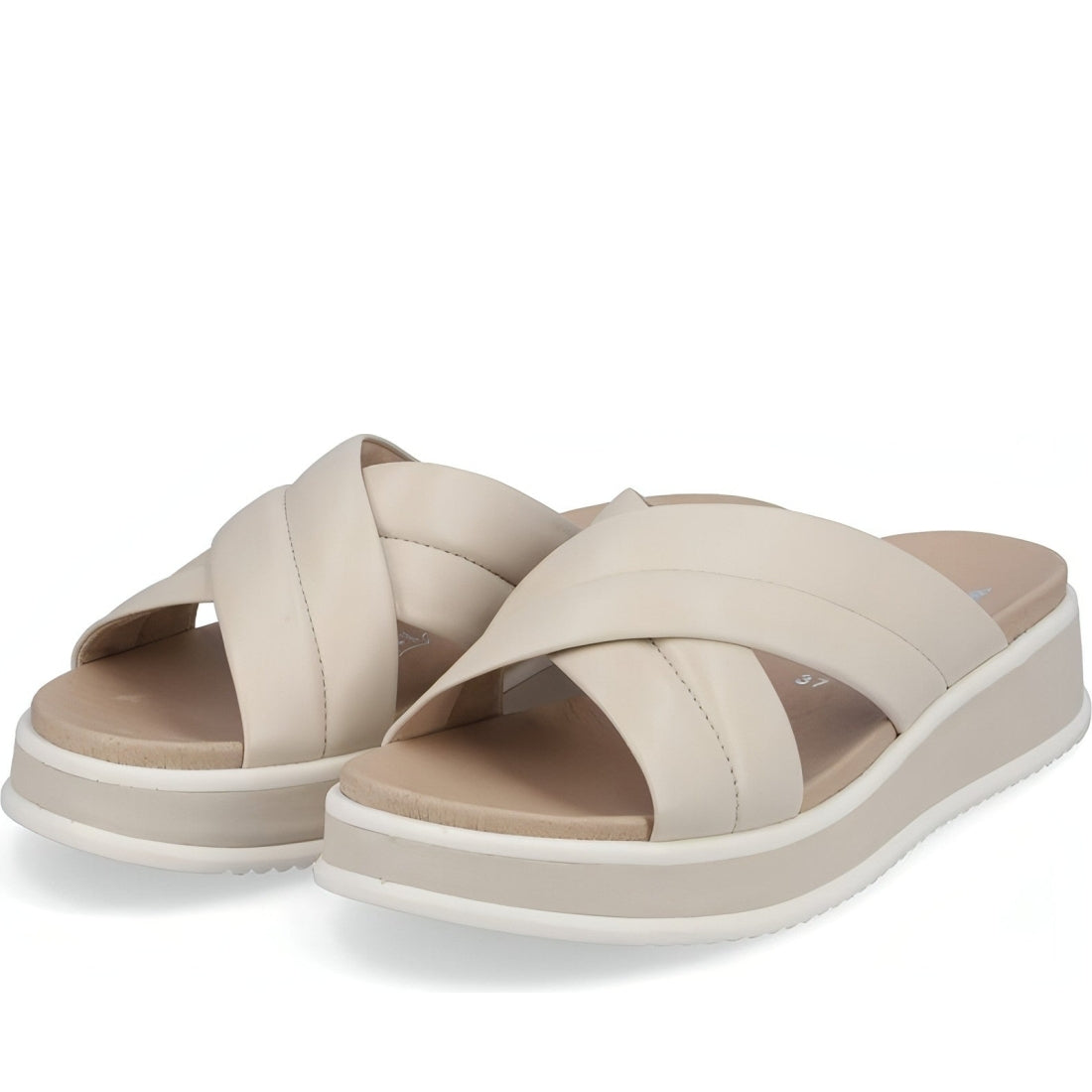 Rieker womens beige casual open slippers | Vilbury London