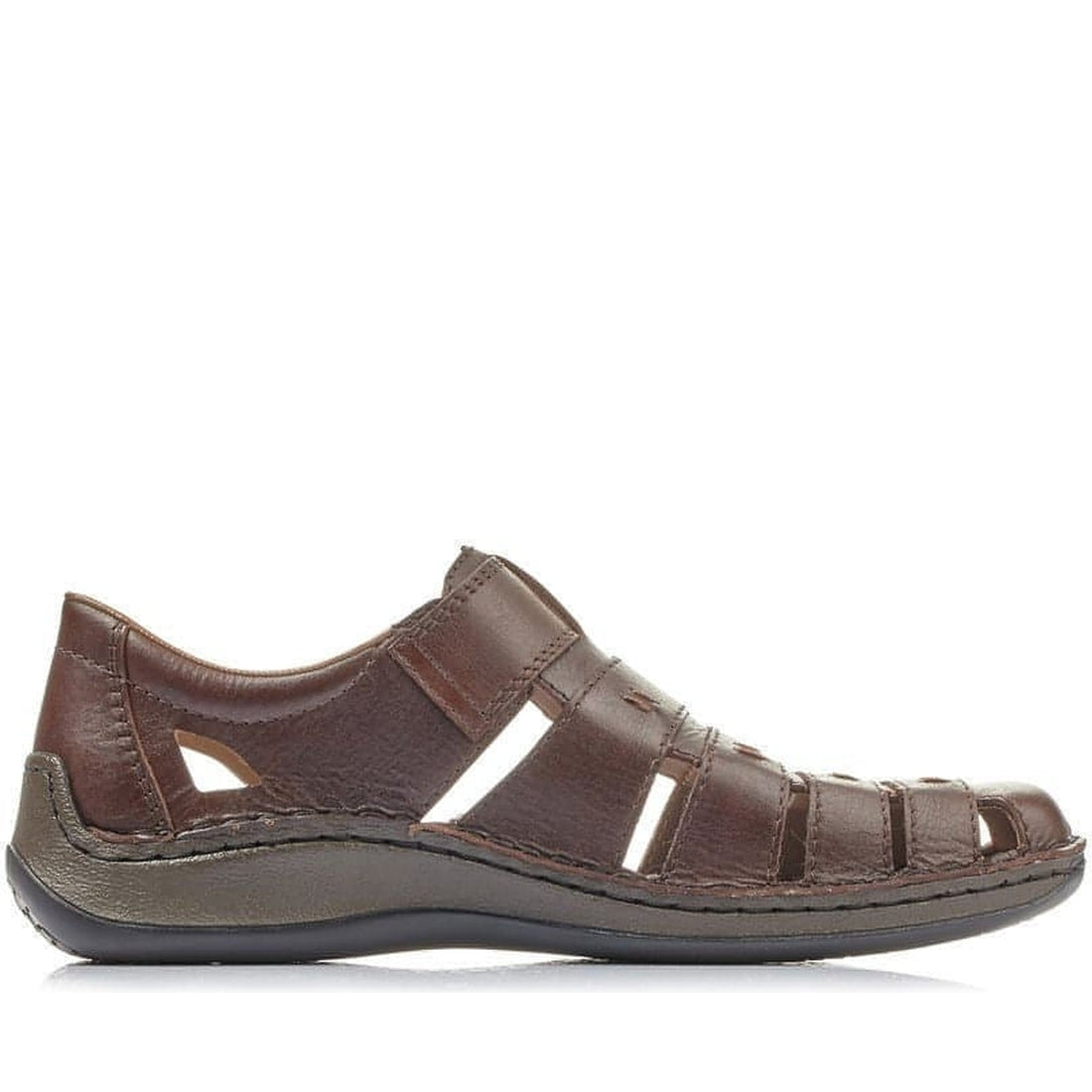 Rieker mens brown casual part-open sandals | Vilbury London