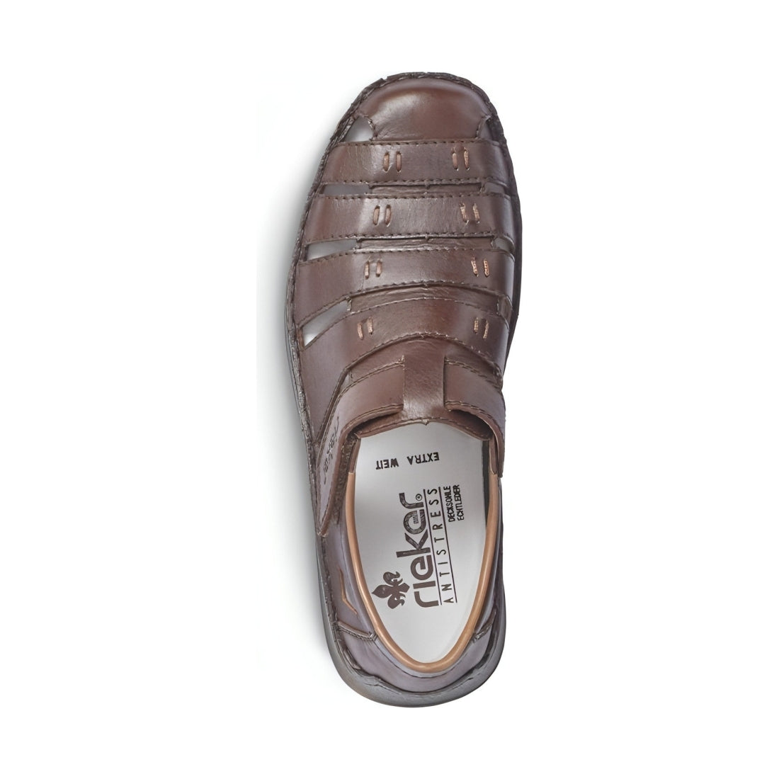 Rieker mens brown casual part-open sandals | Vilbury London