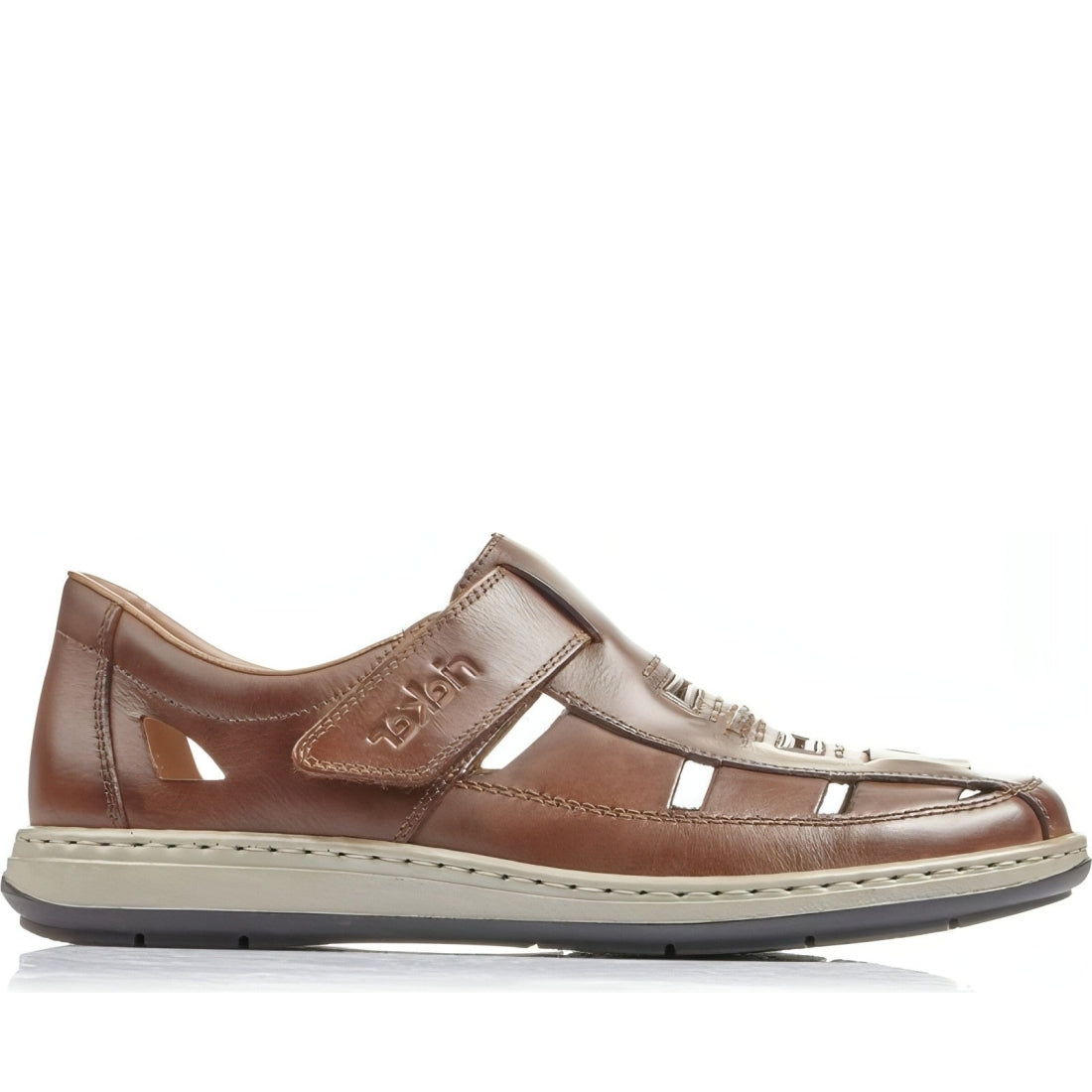 Rieker mens brown casual part-open sandals | Vilbury London