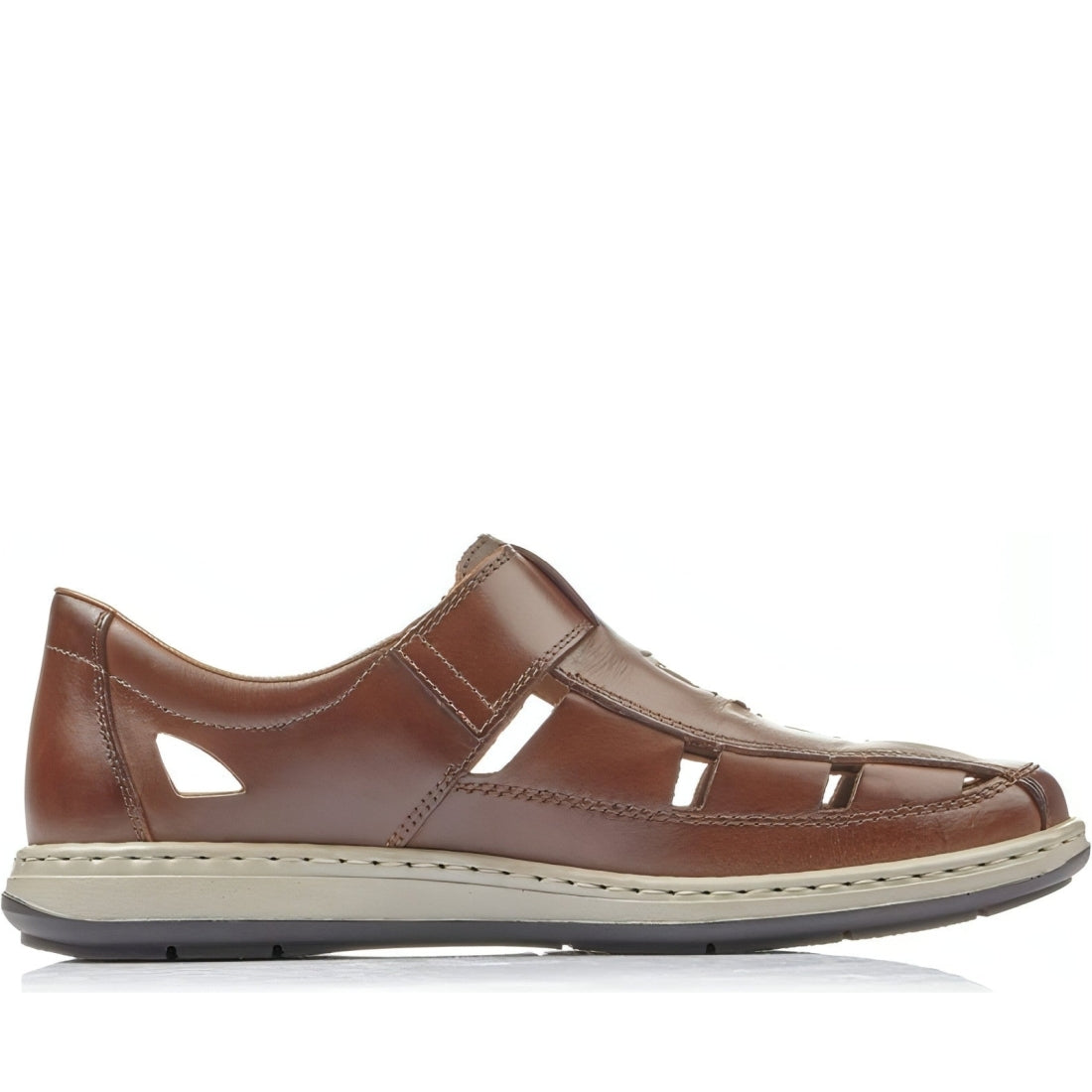 Rieker mens brown casual part-open sandals | Vilbury London