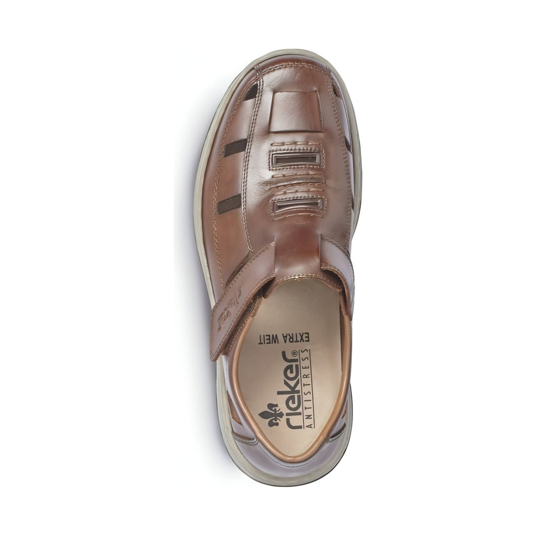 Rieker mens brown casual part-open sandals | Vilbury London