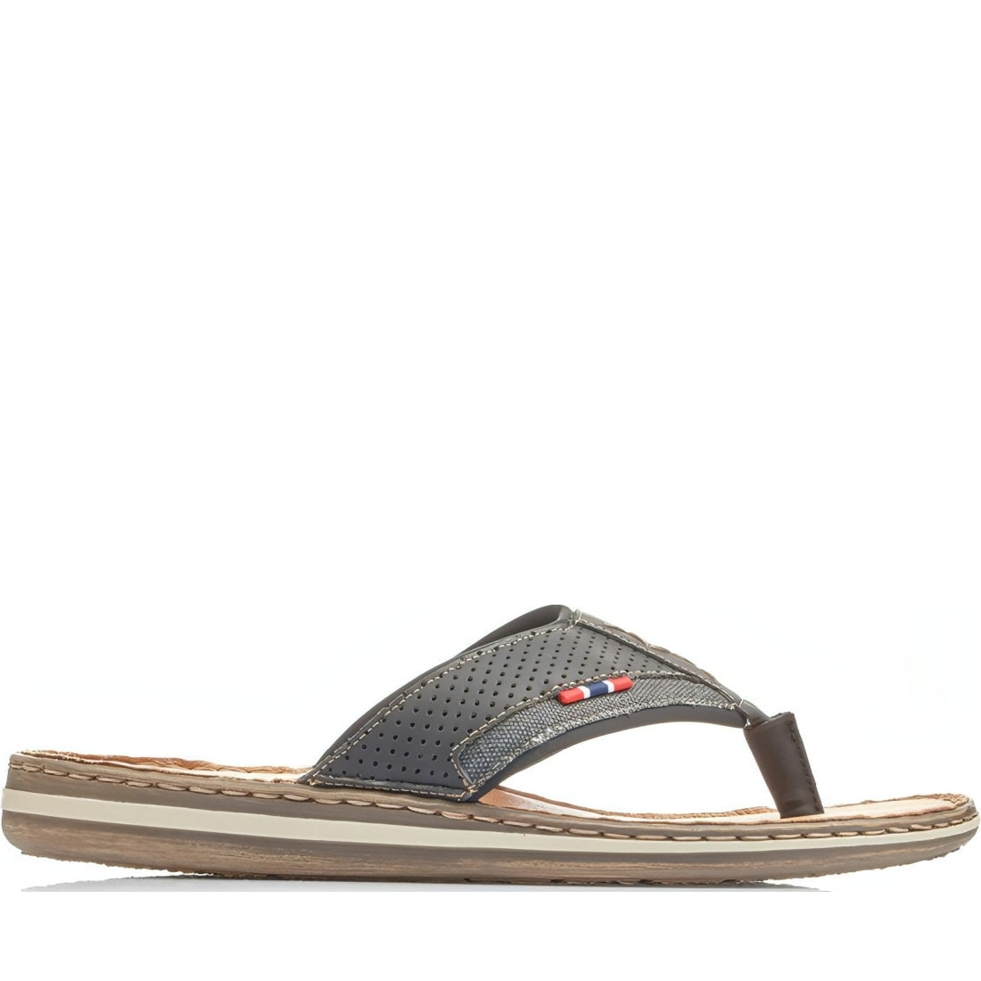 Rieker mens black casual open flip-flops | Vilbury London