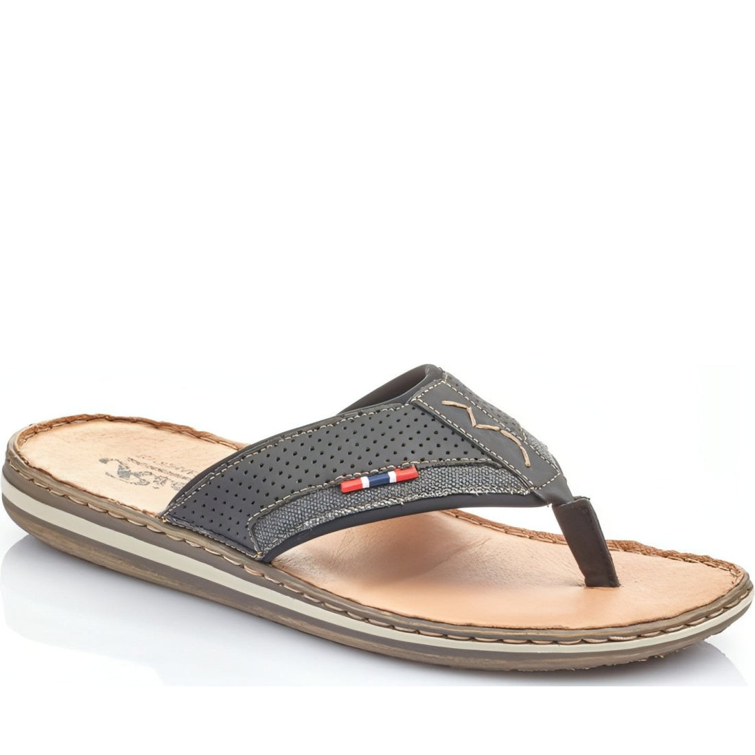 Rieker mens black casual open flip-flops | Vilbury London