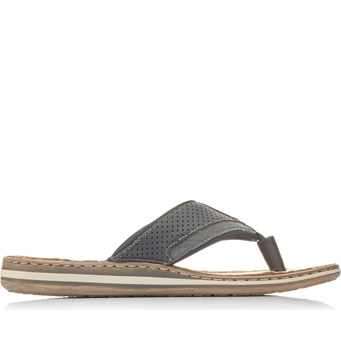 Rieker mens black casual open flip-flops | Vilbury London