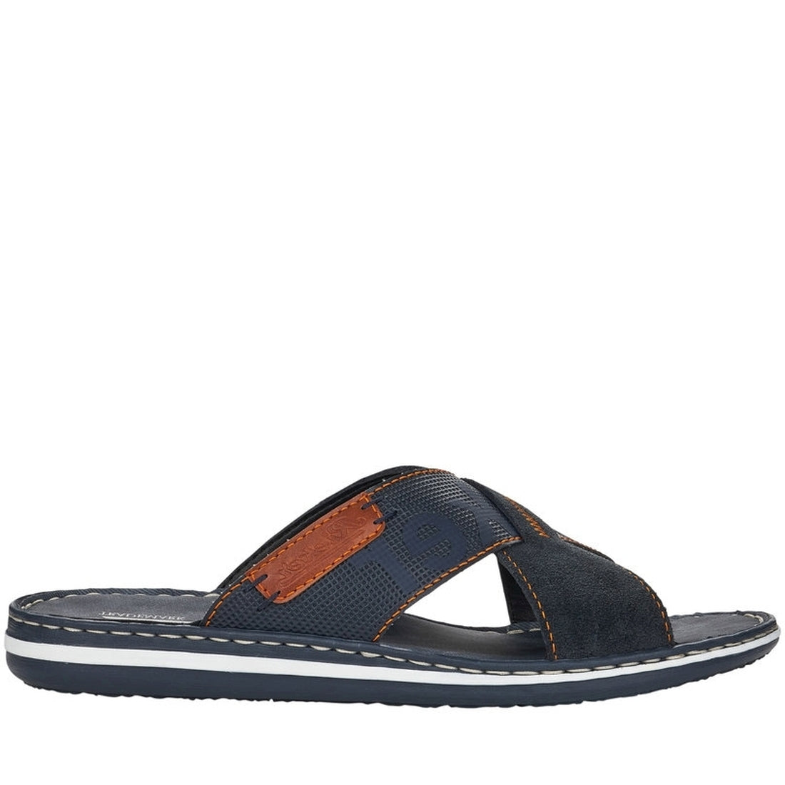 Rieker Mens navy casual open slippers | Vilbury London