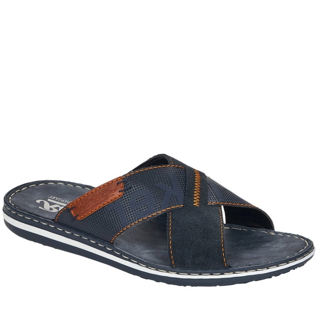 Rieker Mens navy casual open slippers | Vilbury London