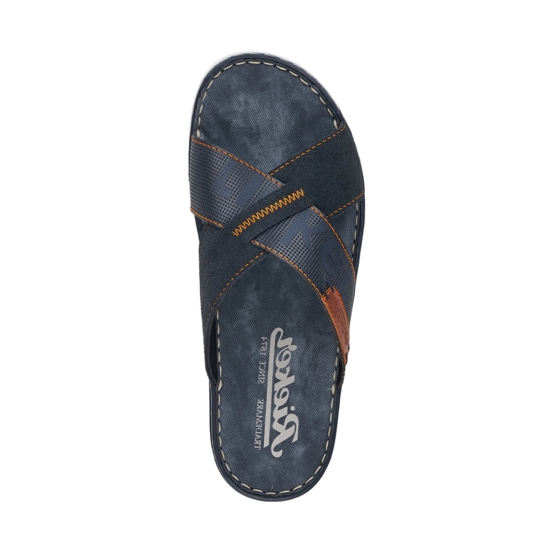 Rieker Mens navy casual open slippers | Vilbury London