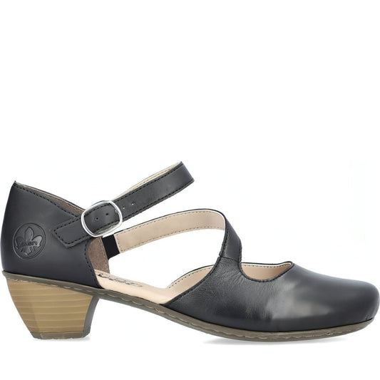 Rieker womens black casual part-open sandals | Vilbury London