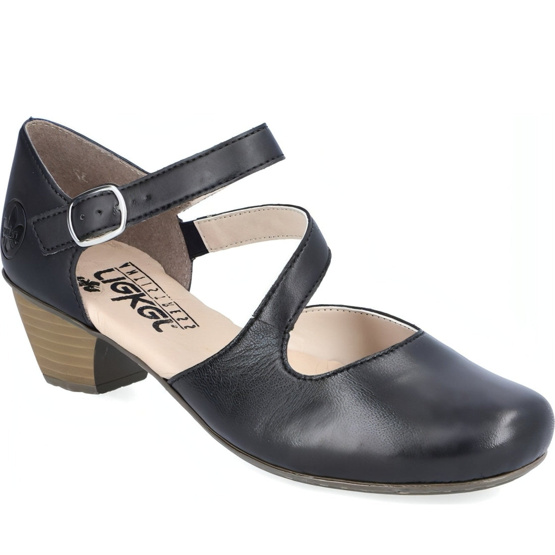 Rieker womens black casual part-open sandals | Vilbury London