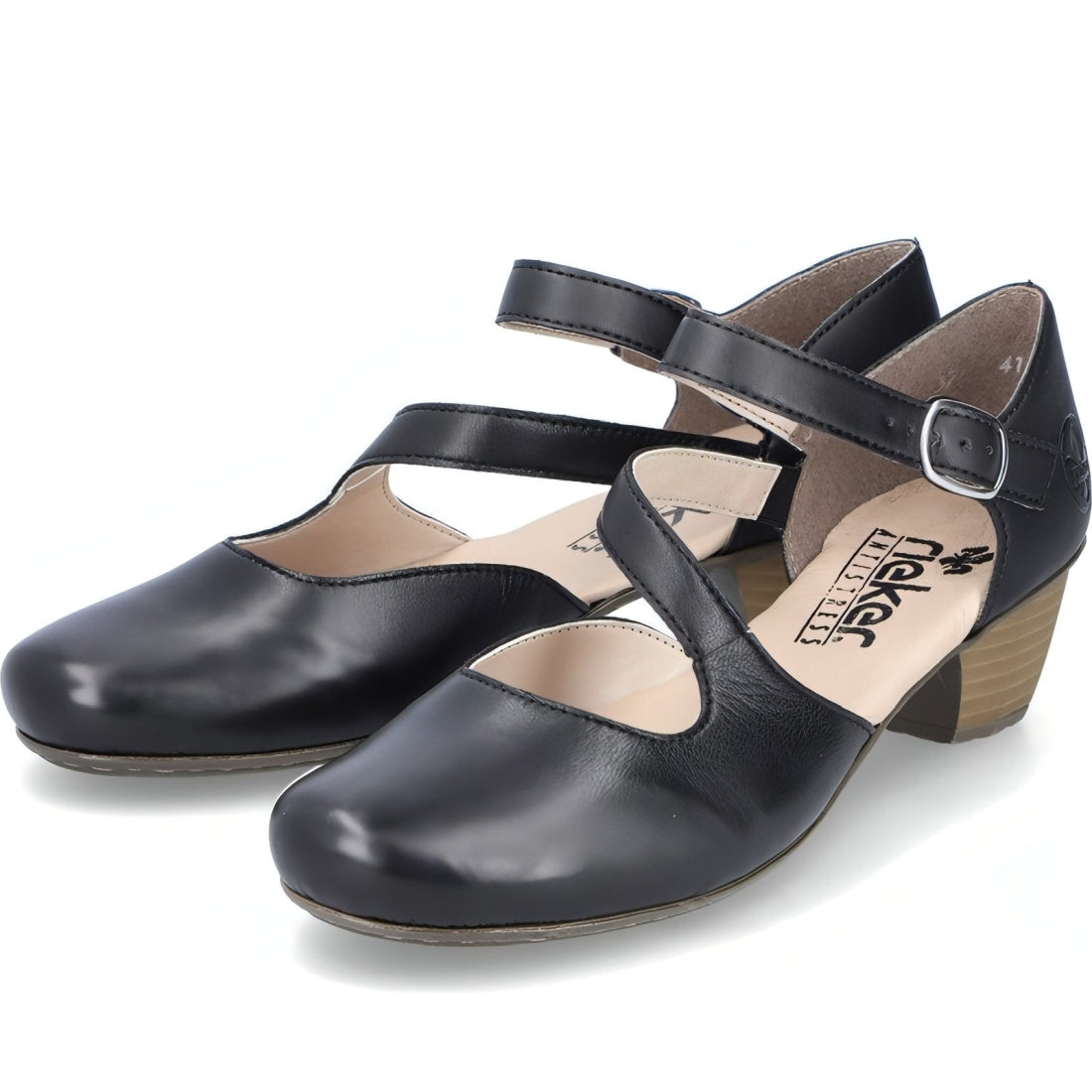 Rieker womens black casual part-open sandals | Vilbury London